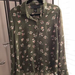 Green floral long sleeve blouse